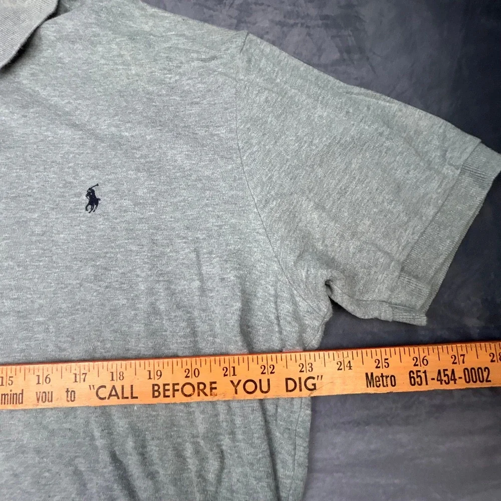 Polo Ralph Lauren Mens Large Gray Short Sleeve Polo Shirt Y2K Relaxed Fit 0806
